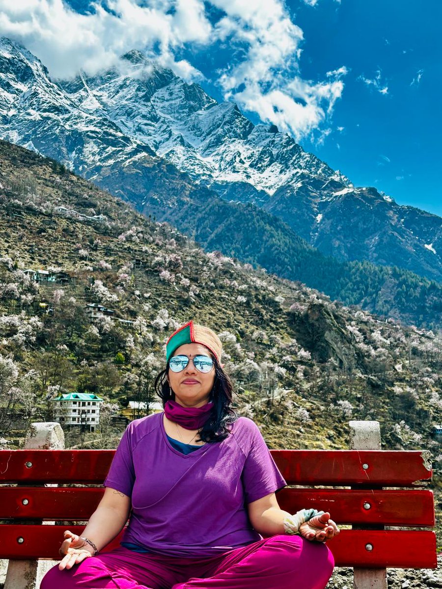 Yogini in Himalayas! Did X miss me ? Kinnaur Kailash in the backdrop..humbled as always! Himalayas are my yearly pilgrimage..I become myself once I see the snow peaked mountains! Last night here in mountains! Engulfed mountains and memories in me..pictures will come soon!