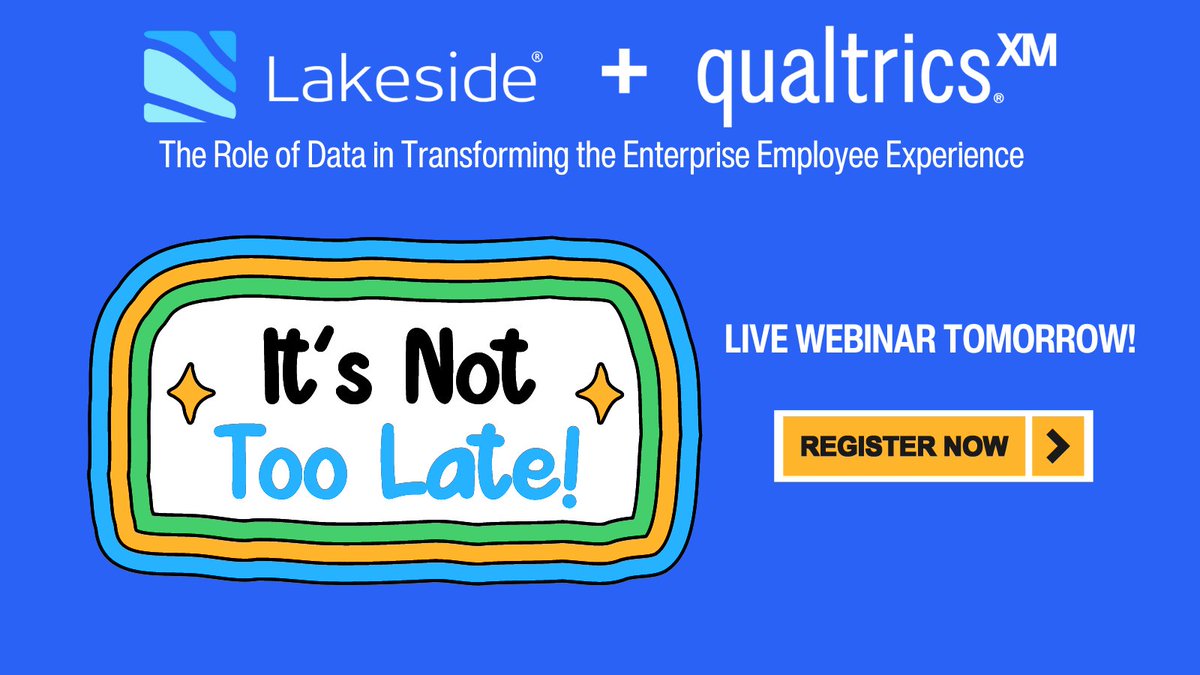 Data can help you improve employee satisfaction, productivity, and retention. Don't miss your chance to hear from Lakeside and @Qualtrics at 11 am ET tomorrow, Wednesday, April 17. Register now before it's too late! bit.ly/3TTsk9t