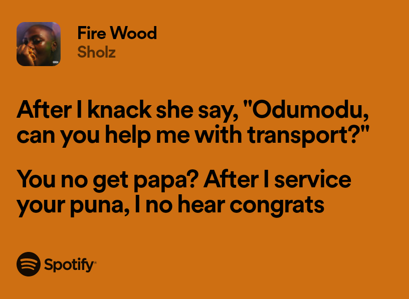 Sholz|Firewood

<a href="/Odumodublvck_/">INDUSTRY MACHINE ⚙️</a> how these lines Dy take enter your head!?