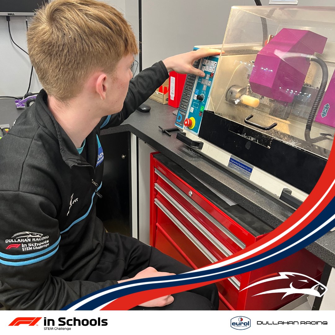 RedKiteIRL's tweet photo. Last Thursday Deaglan made a start at
machining test parts for the car on the CNC Lathe.

#eurol #f1 #dullahanracing #stem #sponsorship
#engineering #f1inschools #school #greystones
#stdavidsgreystones @eurol_global https://t.co/V0mV797MRG