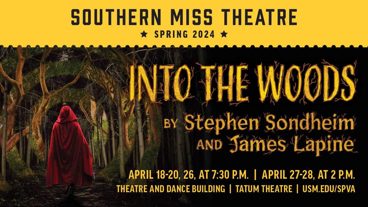 Come experience the genius of Stephen Sondheim and James Lapine as familiar fairy tale characters come together in USM Theatre's Into the Woods. 🎫 Get your tickets: bit.ly/3yQvbSE