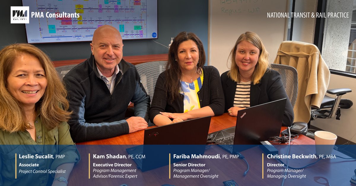 PMAConsultants's tweet photo. Dive into excellence with our National Transit and Rail Practice at PMA! 🚄 Led by industry veterans, our team offers services to enhance project outcomes. Get to know our leaders and explore our services: https://t.co/SmMmGdN4tQ #TransitExperts #PMAConsultants https://t.co/5EC4ADTo4r