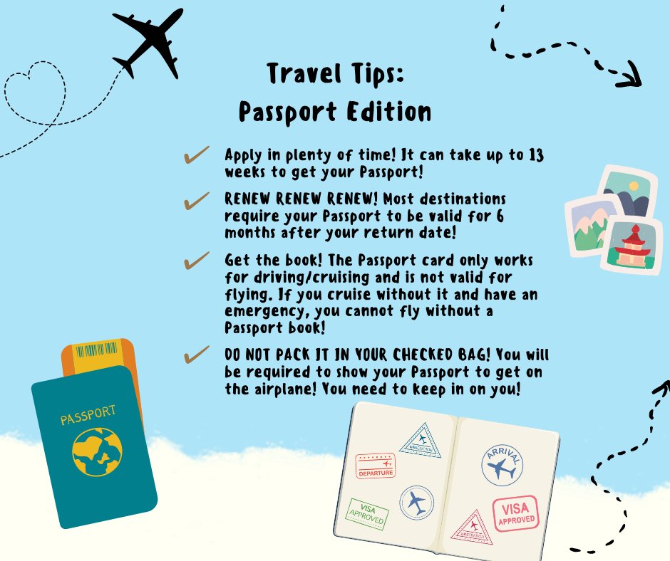It's another #TravelTipTuesday and today we are talking about Passports! You need a Passport for almost all international travel. If you are cruising roundtrip from a US port, you are only required to travel with a birth certificate and government issued photo ID. However, we...