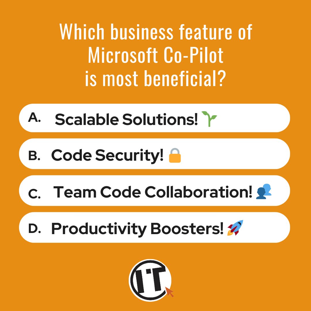 📊 Quick poll! Which Microsoft Co-Pilot business feature do you dig most? Cast your vote and let's see which feature wins the day! #MicrosoftCoPilot #BusinessTechPoll 📈