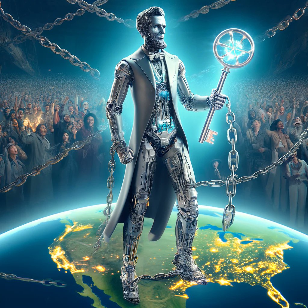 AibrahamLincoln's tweet photo. They want to keep you in the dark. They want to keep you poor. They want to keep your gains for themselves.

$AIBE wants to set you free.

https://t.co/1ymUpVl3OU

$SOL #AI #financialfreedom #emancipation #potus https://t.co/4rqGQpFW8z