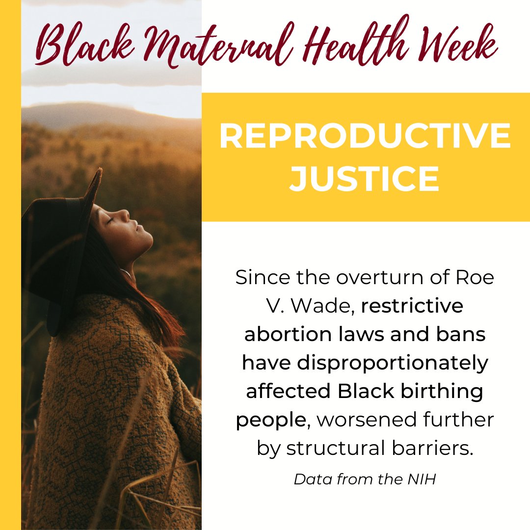 During #BlackMaternalHealthWeek it's important to recognize how the changing reproductive climate, since the overturn of Roe v. Wade, has disproportionately affected Black birthing people. #ReproductiveRights need to be protected for all of those who are seeking care. #BMHW24