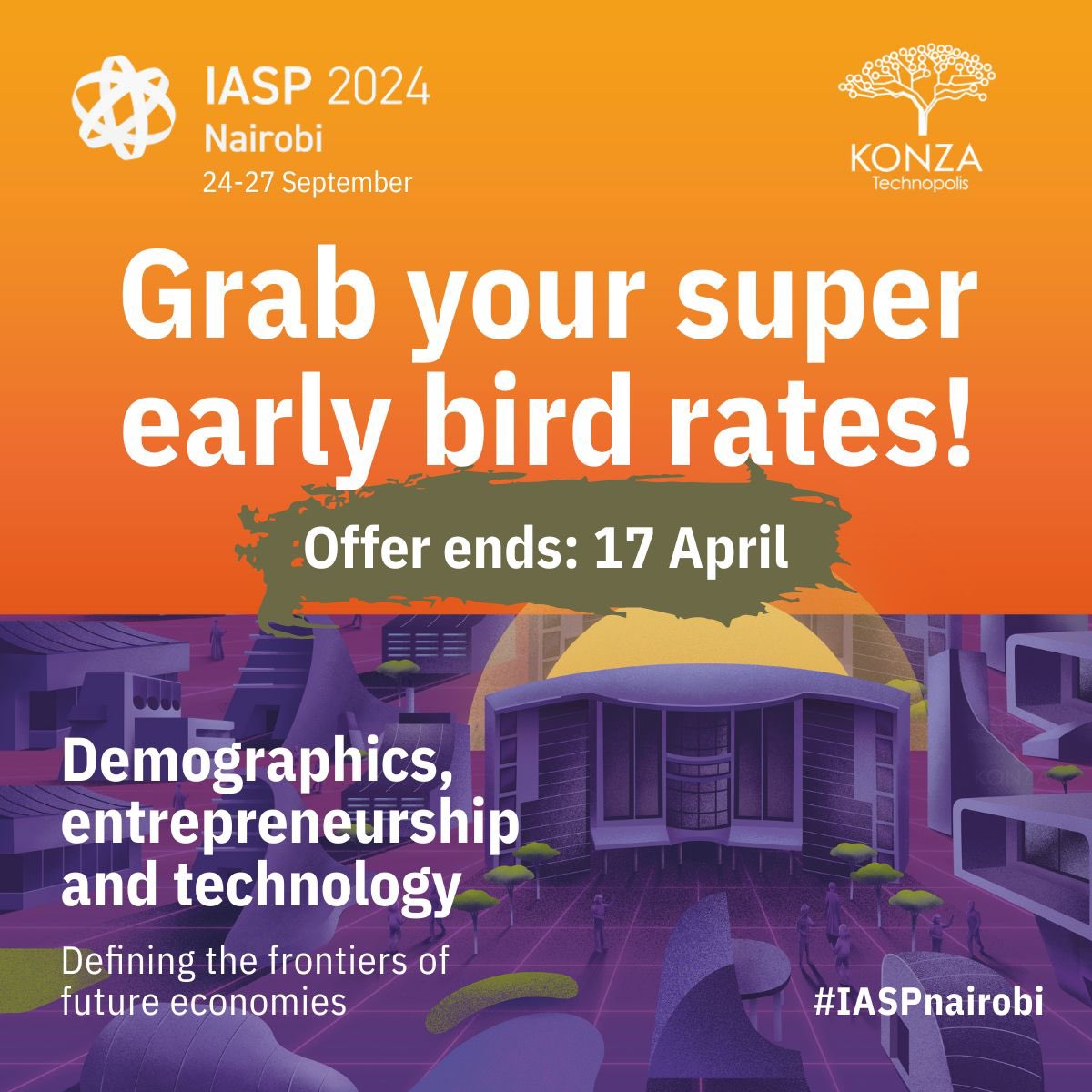 The time is NOW!! Seize the opportunity to connect with global leaders in innovation and entrepreneurship at the 41st IASP World Conference from 24th -27th September. Register NOW on b-com.mci-group.com/CommunityPorta… #KonzaTechnopolis #SiliconSavannah #LetsGoToKenya for #IASP2024