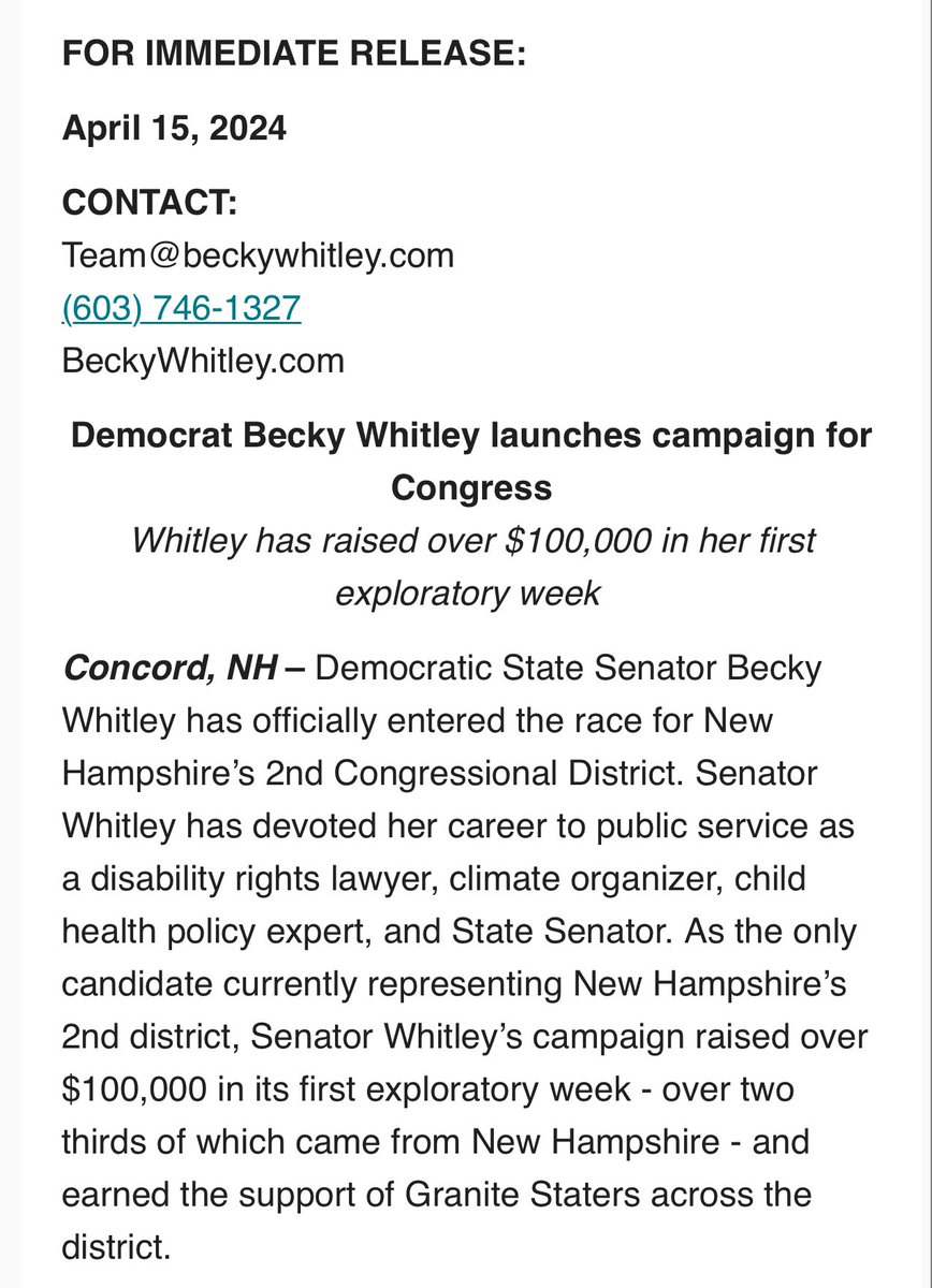 BeckyWhitleyNH's tweet photo. ICYMI - The momentum is building and as we build a campaign focused on improving lives and protecting freedoms! #NHPolitics 

Join us: https://t.co/kyk69PgLTI https://t.co/x3kiArgxX5