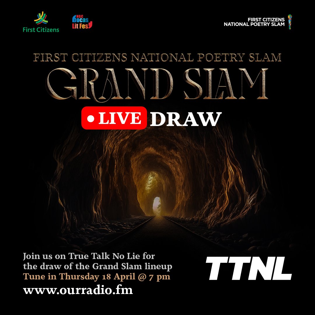 The First Citizens National Poetry Slam is 1️⃣ week away!  Join us, Thur 18 Apr, for the live draw of the Grand Slam Line-Up 🔴 

🗓️Thur 18 Apr 
🕖 7pm 
📍ourradio.fm 
🗣️Come show support for your fave poet &amp; find out their Line Up position. 
<a href="/WePutYouFirst/">First Citizens</a> #fcnps24