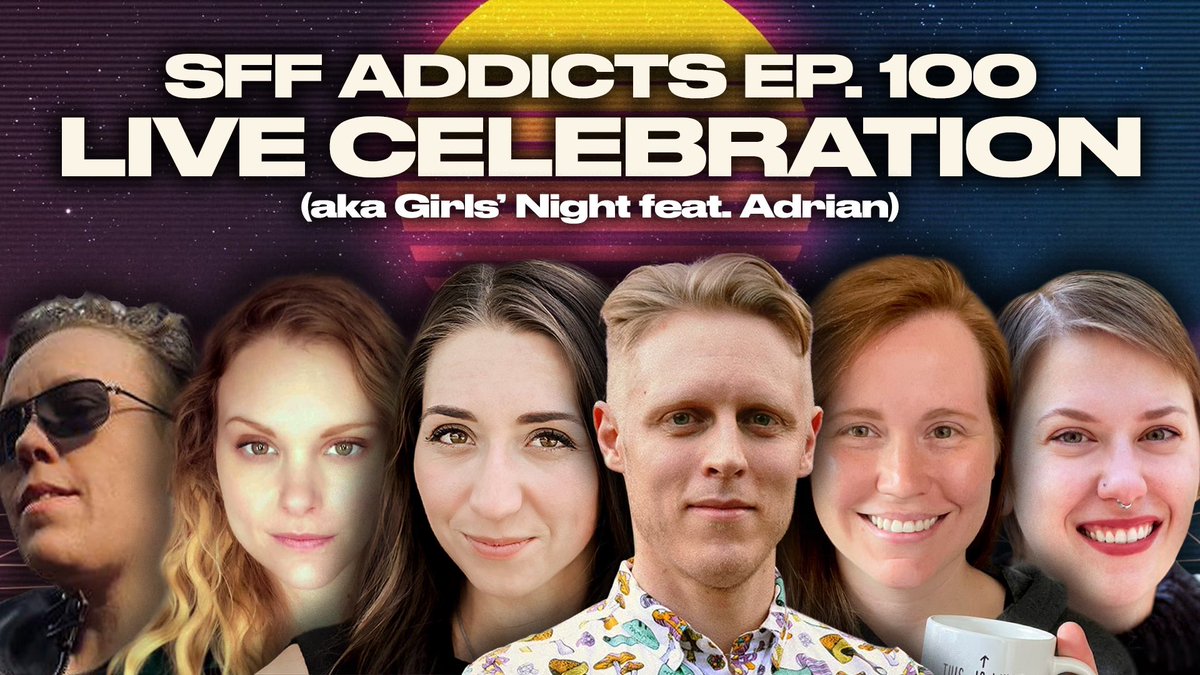 Ep. 100 of @SFFAddictsPod is available in audio 🎉 Join my co-host @mjkuhnbooks and I as we celebrate 100 episodes of the podcast with friends @jsdewes @gengornichec @GretaKKelly and @KrystleMatar. Stream/download/watch Ep. 100: linktr.ee/SFFAddicts youtube.com/live/s6EAz-WXA…