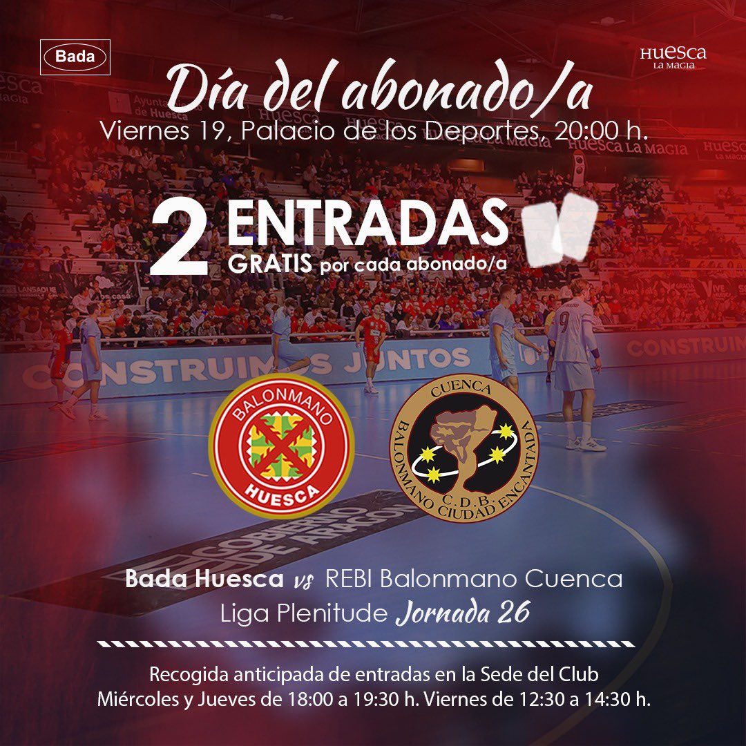 BmHuesca's tweet photo. 🚨 𝙴𝚕 𝚅𝚒𝚎𝚛𝚗𝚎𝚜 𝚗𝚎𝚌𝚎𝚜𝚒𝚝𝚊𝚖𝚘𝚜 𝚝𝚘𝚍𝚘 𝚎𝚕 𝚊𝚙𝚘𝚢𝚘 𝚍𝚎𝚕 𝗣𝗔𝗟𝗔𝗖𝗜𝗢.

➕ 𝗜𝗡𝗙𝗢 👉  https://t.co/9P6DsSme4G

#BadaHuesca #HuescaLaMagia #LigaPlenitude #ASOBAL #HCACQN #Balonmamo #Handball https://t.co/OwVBIIBQmC