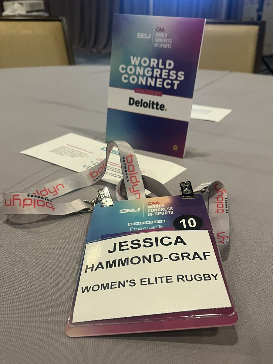 Repping <a href="/rugbyevolved/">Women’s Elite Rugby (WER)</a> at <a href="/SBJ/">Sports Business Journal</a> let’s go!!