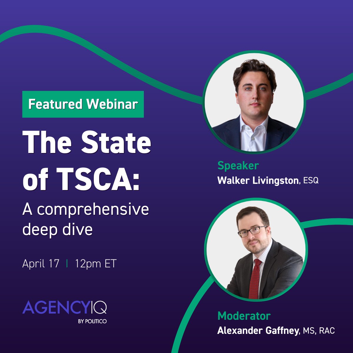 Don’t miss out, register here: bit.ly/3vtMT2V to join us tomorrow, Wednesday, April 17, at 12pm ET, for a free webinar delving deep into the EPA's administration of TSCA and looking ahead at what we can expect for the future.
#AgencyIQ #Politico #Chemicals #Webinar #TSCA
