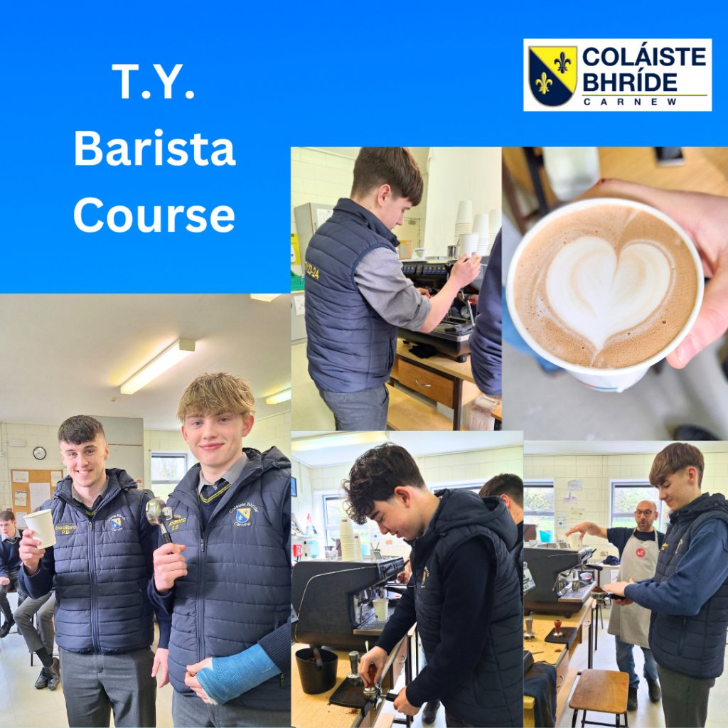 Transition Year Home Economics students took part in a Barista Course today. The 90 minute introductory course explored all things coffee - espressos, lattés, mochas and even - latté art! @KWETB, @WicklowPeople, #ETBEthos, #Care,