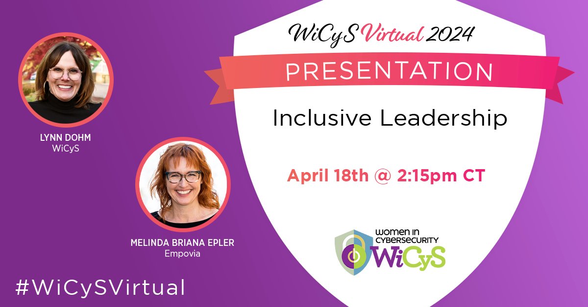 This Thursday the @WiCySorg virtual conference will be going in full swing. Registration is open until Wed 4/17 at 5pm CT. The dear @mbrianaepler & I will present on Inclusive Leadership at 2:15pm CT. Let's gooooooo ✨ wicys.org/events/wicys-2… #womenincybersecurity #WiCySVirtual