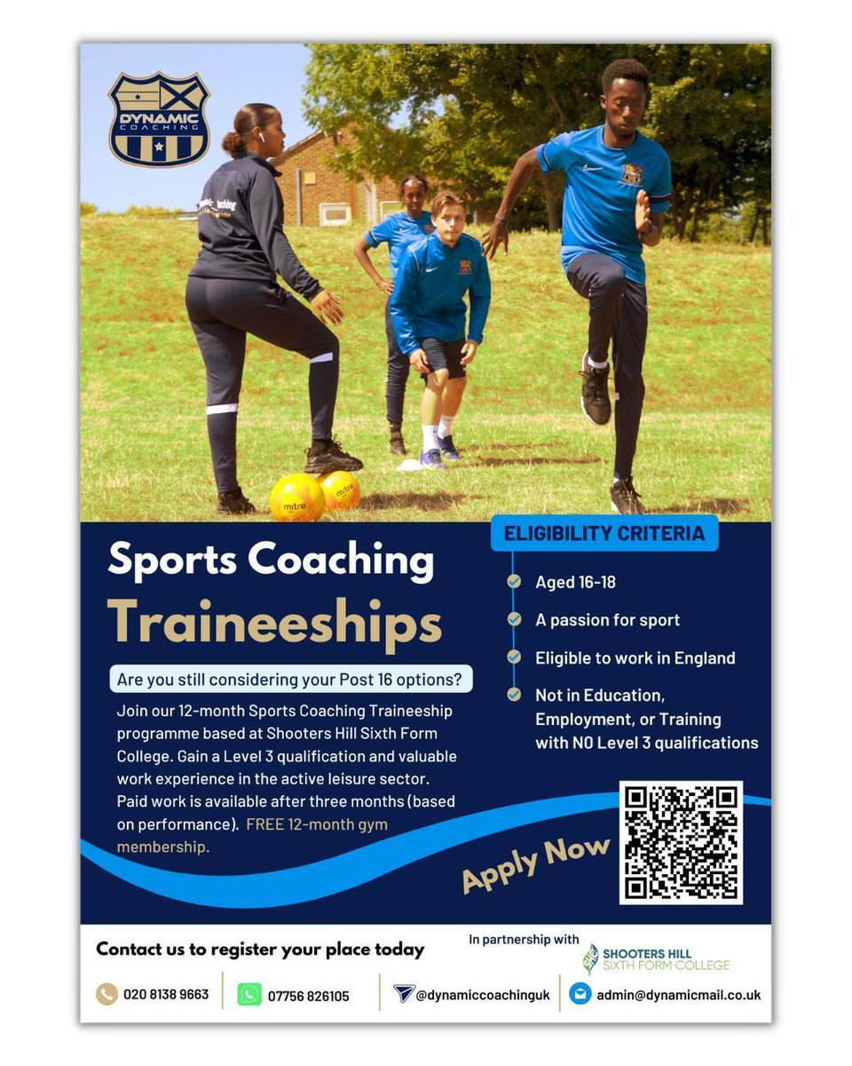 Our 12-month Sports Coaching Traineeship at @SHCSixthForm will set you up for a career in the active leisure sector. Gain a Level 3 Sports Coaching Diploma & practical work experience with paid work after 3 months. More here: buff.ly/3XZIei #NationalCareersWeek