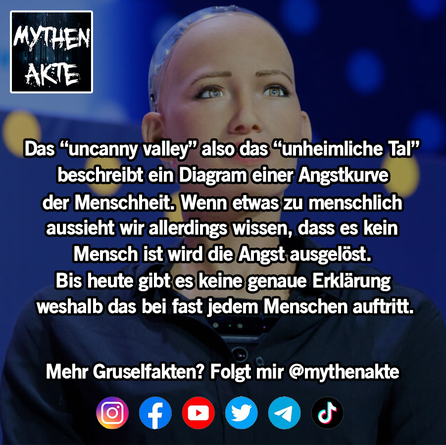 MythenAkte's tweet image. Mehr gruselige Fakten gibt&apos;s auf youtube.com/@mythenakte 

Erlebt ihr auch den uncanny valley Effekt?!

Humanoide Roboter lösen ein Unbehagen bei uns aus, selbst bei Animationsfilme haben Menschen Angst vor zu realistischen Menschen
#mythenakte #uncannyvalley #roboter #fakten