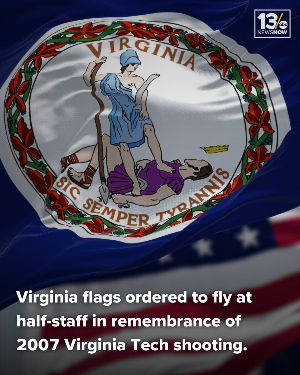 Gov. Glenn Youngkin ordered flags to be flown at half-staff on Tuesday in remembrance of the 2007 Virginia Tech shooting. Read more: 13newsnow.com/article/news/l…