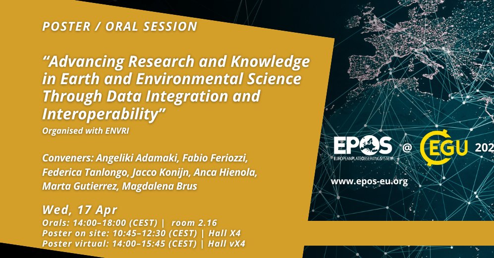Will you be at #EGU24 tomorrow? We'll be waiting for you at ESSI session 3.5 organised with the @ENVRIcomm. We start at 10.45 posters in hall X4 and continue at 14.00 with orals in Room 2.16 and virtual posters in hall vX4 on gather.town: lnkd.in/dab5pf8n