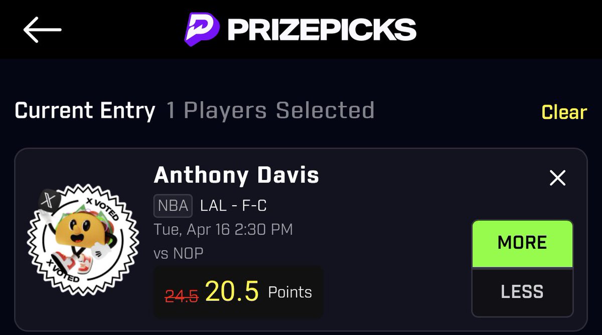 Furnacepicks's tweet photo. 200 LIKES + RTs for a PrizePicks NBA 25x with the Anthony Davis Taco 👇

Discord getting in at 100! https://t.co/lxH7E7ZLvf