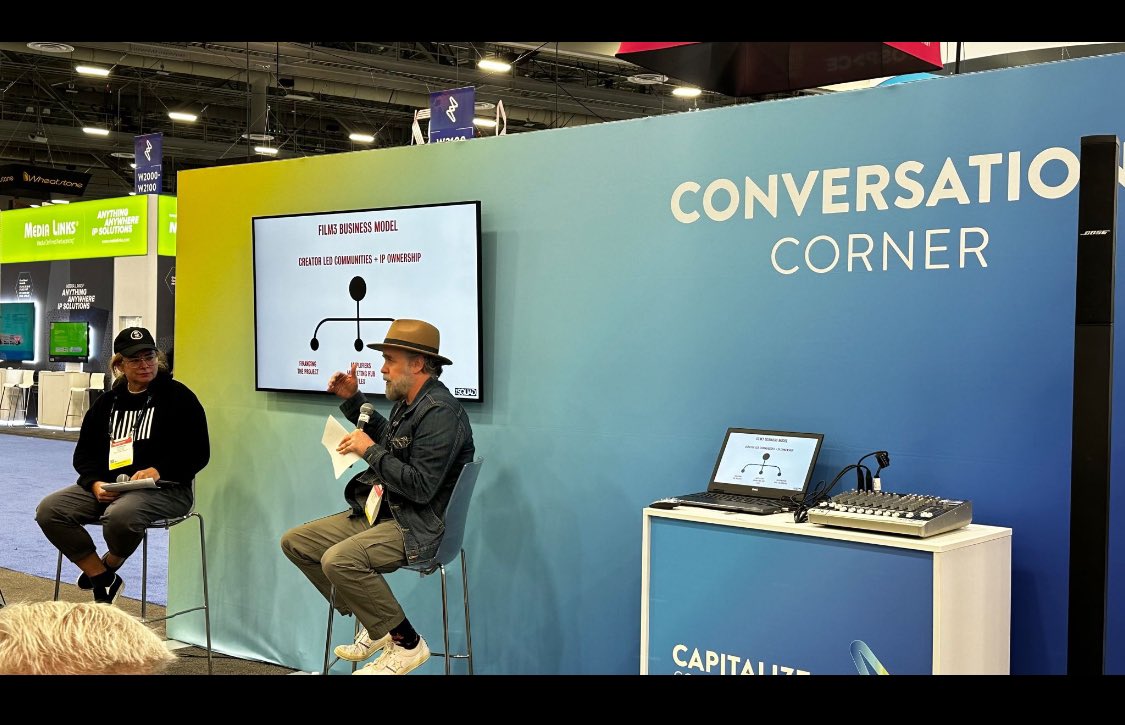 Sunday was an epic day for #Film3 as I successfully presented my vision for the Film3 business model alongside my favorite comrade in arms, @s_bingeable at @NABShow presented by @StoryTech . [Somehow Stephen is the one caught talking…😂] We also dropped some stealth alpha.