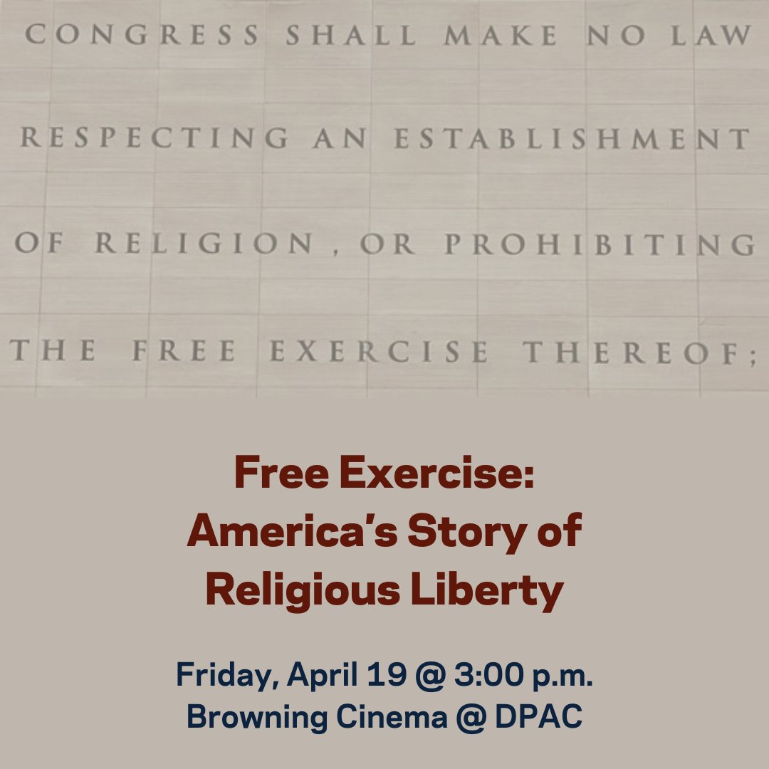 Join us Friday, Apr. 19 @ 3PM for a screening of 'Free Exercise: America's Story of Religious Liberty,' featuring @NDLaw's Dean G. Marcus Cole and prof. @RickGarnett, followed w/dCEC director @cartersnead in conversation w/exec. producer Thomas D. Lehrman: ethicscenter.nd.edu/events/2024/04…