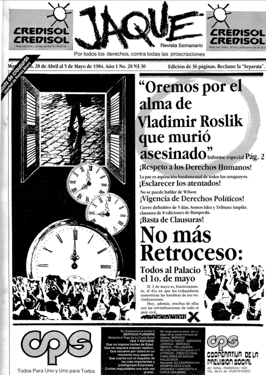 Hace 40 años la barbarie tocó de nuevo las puertas de la colonia San Javierr, en Rio Negro. Hace 40 años en un cuartel fue torturado y asesinado el médico Vladimir Roslik. La dictadura se terminaba pero varios militares querían dejar sus huellas. No olvidamos.