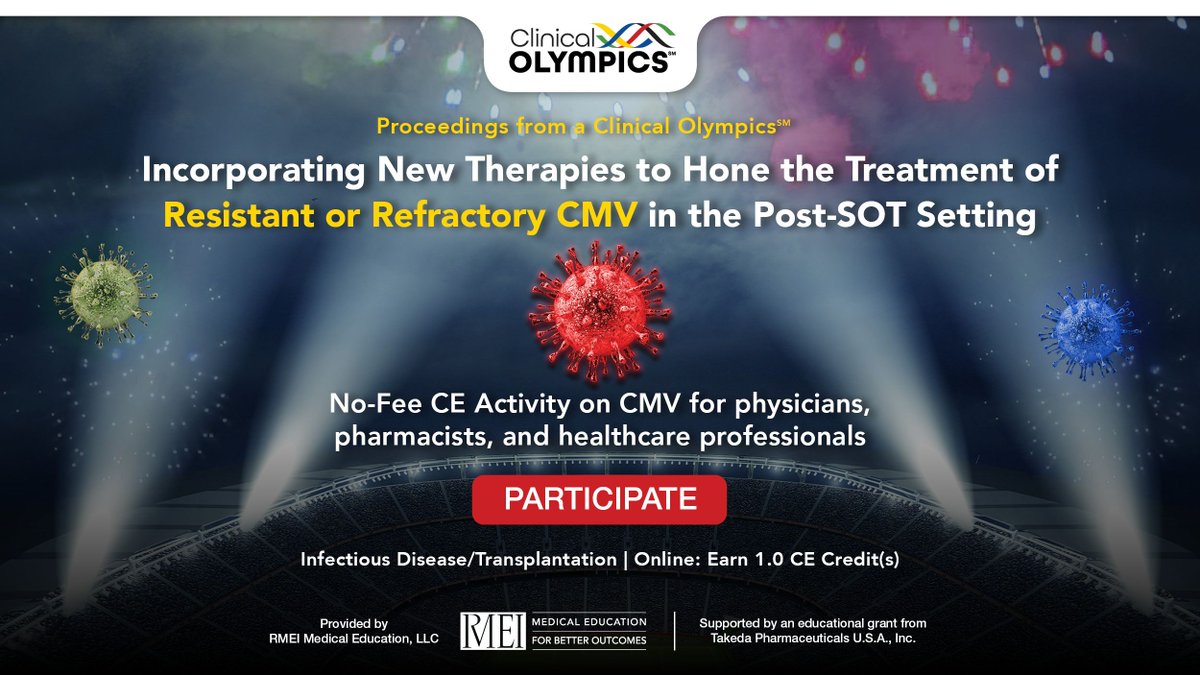 ttsorg's tweet photo. Do you know how to manage #CMV in transplant patients? Experts provide insights on testing and new therapy for refractory or resistant in this no-cost CME activity. Learn more 👉 https://t.co/kqrlGHxGh6
#TTSORG #RMEI #MedEd #CME #CMV #Transplant https://t.co/qSq5I4zYJ4