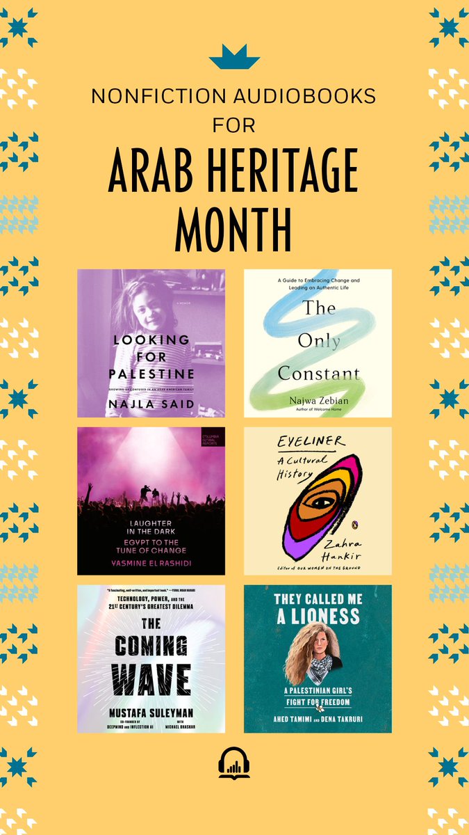 Happy Arab Heritage Month! 🧿🌙✨ Swipe for our nonfiction playlist featuring Arab authors whos roots can be traced to Palestine, Lebanon, Syria & don't stop there—give them a follow! 🎧 #ArabHeritageMonth ✏️: @Dena @najwazebian @zahrahankir @mustafasuleyman