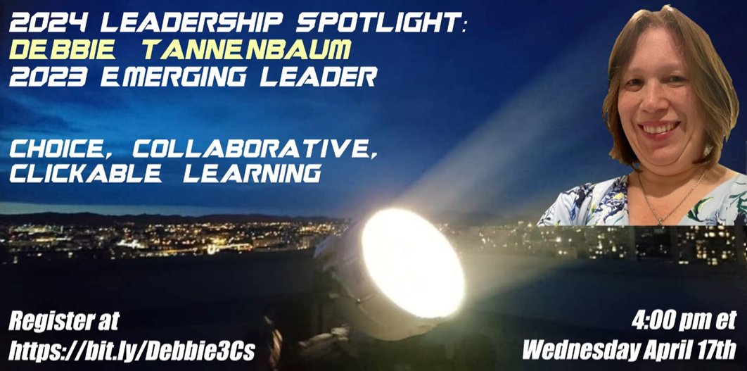 There's still time to register and join @TannenbaumTech tomorrow at 4pm et!  bit.ly/SpotlightDebbi… @ASCD @ISTEofficial #edchat #edutwitter #edreform #edadmin #edleadership #edpolicy #edtech #teachertwitter #K12 #highered