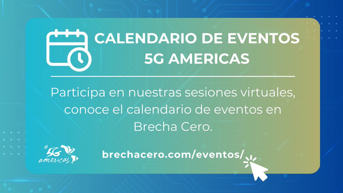 Te invitamos a consultar el Calendario de Eventos de @5GA_CALA para que estés al tanto de las sesiones virtuales del sector de las #Telecom y las #TIC que realizamos de forma abierta y gratuita. ¡Ingresa aquí, regístrate y acompáñanos! ➡️🔗brechacero.com/eventos/