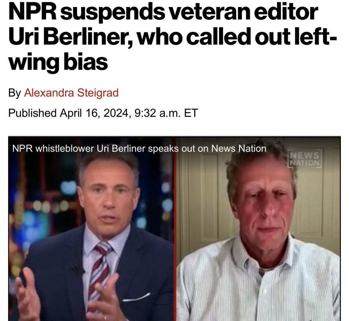 TheRabbitHole's tweet photo. Imagine working somewhere for 25 years and getting suspended because you’re not Woke.

NPR is a joke of an organization lol. https://t.co/nDafgY8kkD
