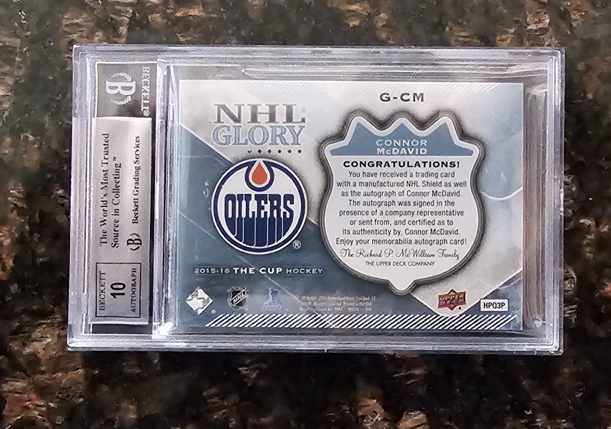 For Sale Connor McDavid 2015-16 THE CUP RC Glory NHL Shield /10 BGS 9 Auto 10 10k. Beauty. You can't go wrong. None higher. I'll cover G&S and Fed Ex. 🇺🇸 or 🇨🇦