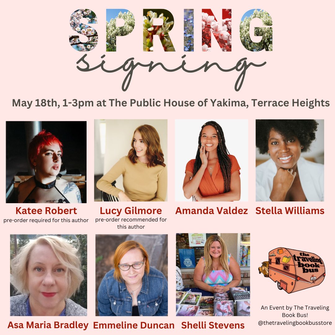 We are just about a month out from this exciting #booksigning with the Traveling Book Bus. In WA or want to travel? We’d love to see you! @katee_robert @AsaMariaBradley @aevaldezwrites @StellaLove4life #authors #romancebooks #WriterCommunity #pnw