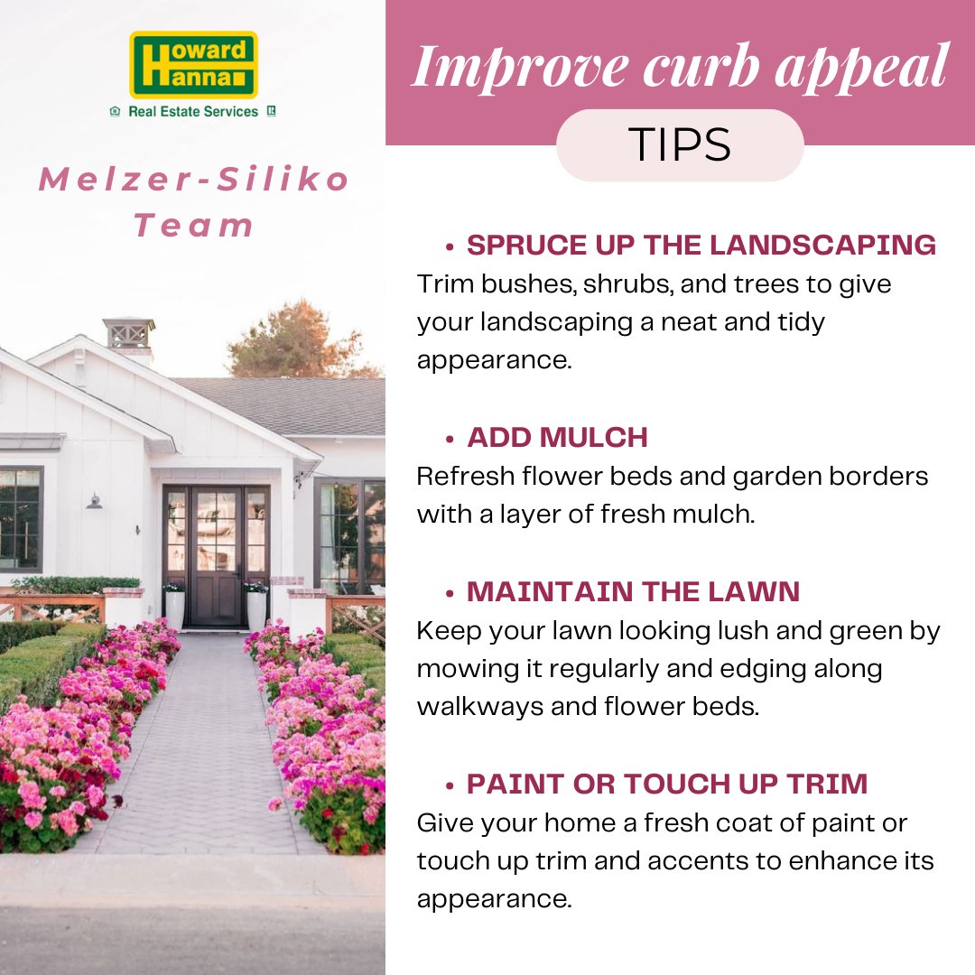 The weather is starting to perk up and it's almost time to get busy in the yard! Here are some helpful tips to improve your curb appeal! 
#improveyourcurbappeal #aprilshowersbringmayflowers #helpfultips #spring #realestate #buyingandselling #howardhanna #dreamteam #melzersilikohh