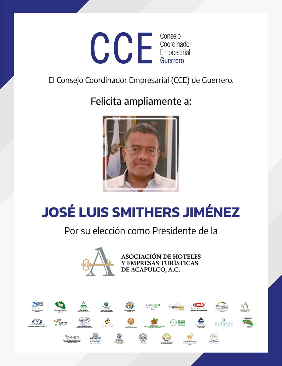 La experiencia y liderazgo de <a href="/Smithersjls/">Jose Luis Smithers Jimenez</a> fortalecen al gremio turístico de Acapulco y Guerrero.
En hora buena!