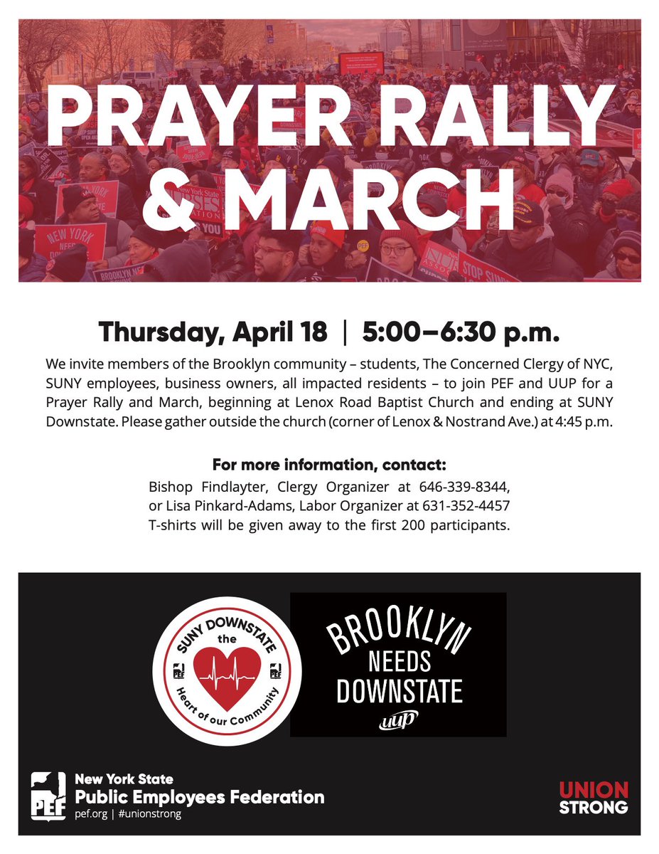 CALLING ALL CLERGY!!! 🗣️ Join us as we rally to help save Downstate!! #BrooklynNeedsDownstate