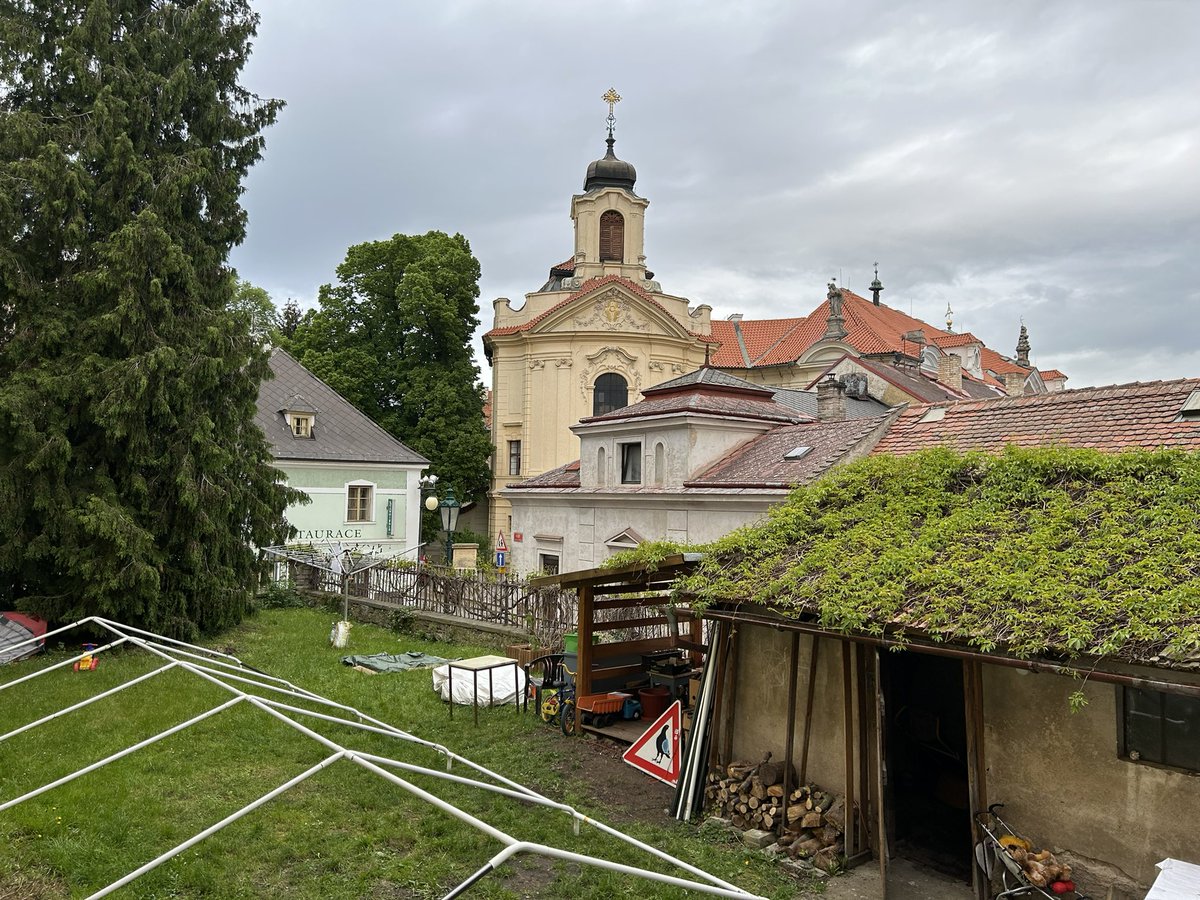 Tonight’s gig spot. Garden/tent show in Kutna Hora, Czechia. Playing for the whole town.