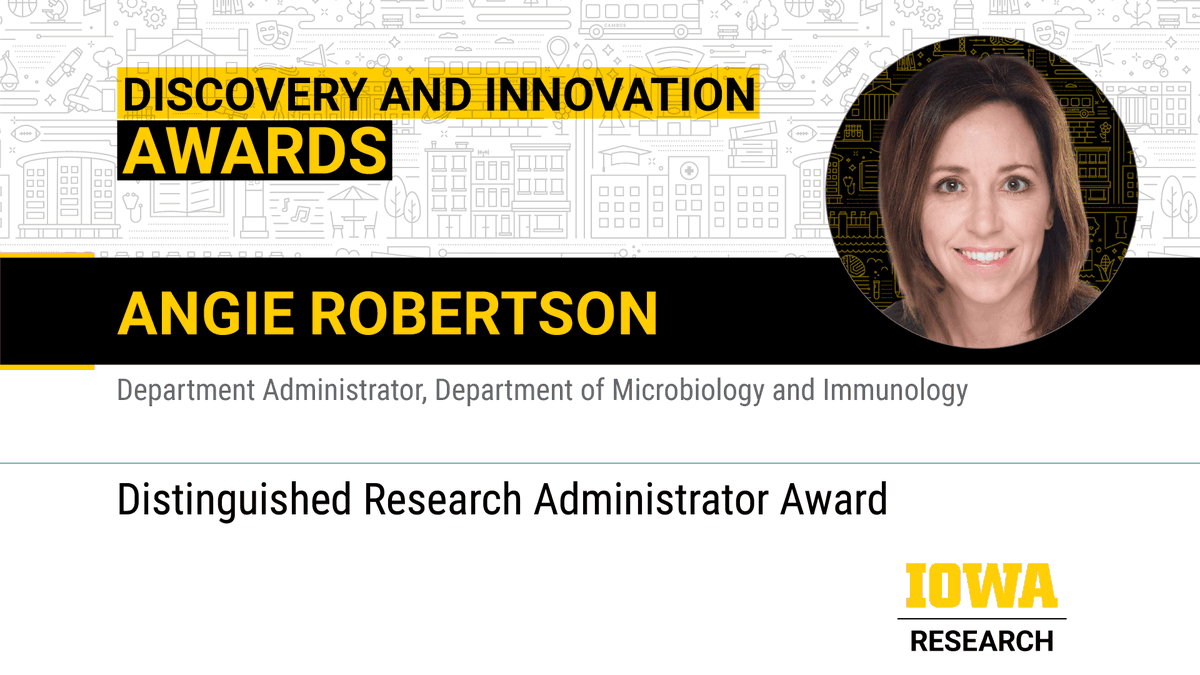 Angie Robertson, department admin for @UIowaMicrobio in @IowaMed, received the 2024 Distinguished Research Administrator Award. Robertson oversees daily operations for the department and manages nearly 100 research grants.