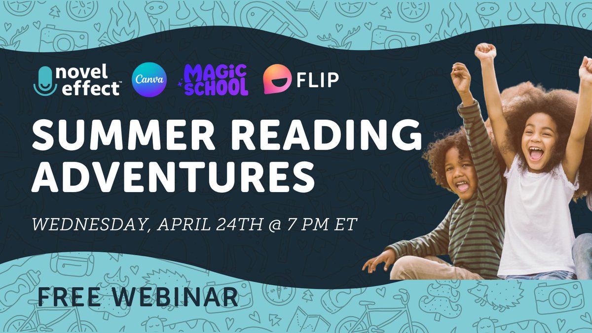 🥾Gear up for #SummerReading📚 Join us for a @Novel_Effect webinar featuring @CanvaEdu @magicschoolai & @MicrosoftFlip Dive into tips & tricks to create reading adventures this summer🗺️🌄😎 📅Wed, April 24, 2024, at 7pm EST 🔗streamyard.com/watch/SVNgaGeu… #CanvaEdu #BetterTogether