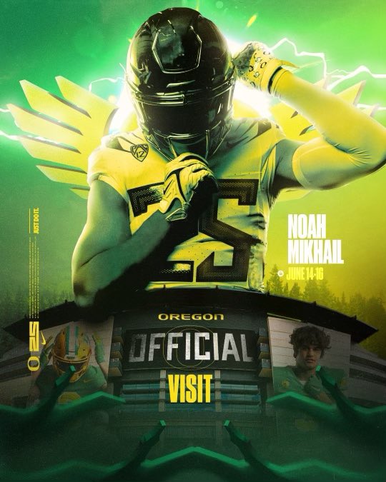 Official Visit Locked in for June 14-16 @oregonfootball #GoDucks 🦆 @CoachDanLanning @CoachLup @CoachMikeLBs