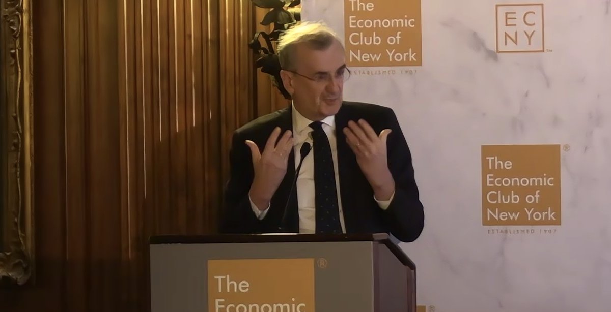 Villeroy De Galhou: I would argue in favor of pragmatic policy by easing monetary policy. There will have to be further interest rate cuts this year and next. 

#ECNYVilleroydeGalhou #economics #monetarypolicy #economictrends #softlanding @banquedefrance