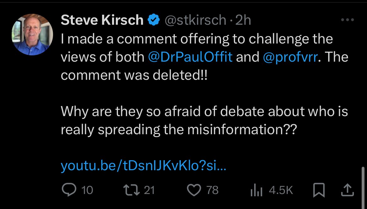 Oh with more “pick-me” energy, #CookerKirsch is crying and harassing Dr Offit with his “debate me bro” tactics He may need to be qualified under the pest category at this point #RecordLevelPest