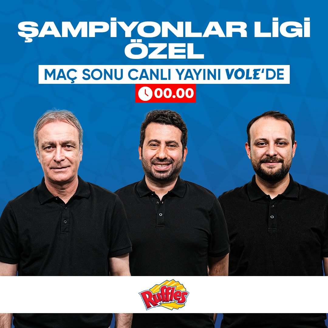 ⚽ Ruffles'ın sunduğu ŞAMPİYONLAR LİGİ ÖZEL, saat 00.00'da CANLI yayınla VOLE YouTube kanalında! 🆚 B. Dortmund - Atletico Madrid 🆚 Barcelona - PSG 🎙 Önder Özen & Mustafa Demirtaş & Onur Tuğrul