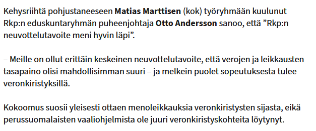 Miksi RKP on jokaisessa hallituksessa? Ja miksi RKP on erityisesti tässä hallituksessa?

Oltaisi voitu hakea säästöjä, mutta RKP:lle kun on tärkeempää esimerkiksi ettei Itärajaa suljeta ja että rahaa lähetetään kehitysapuun.

#kehysriihi