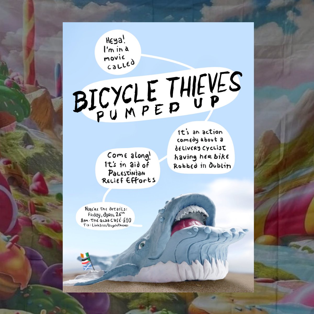 I'm finally showing "Bicycle Thieves: Pumped Up" in Glasgow!

It's on Friday week in the Glad Café. 

All proceeds are in aid of Palestine, cos frankly I've done very little to help the situation there thus far. 

Tix: wegottickets.com/event/618206/