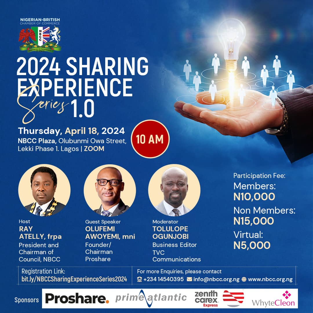 Two (2) Days to Go!!
Register now and be inspired!
 
Participation Fee :
NBCC Members: N10,000
Non-members: N15,000
Virtual: N5,000
 
Please register via link:
lnkd.in/dKuUp4Hj