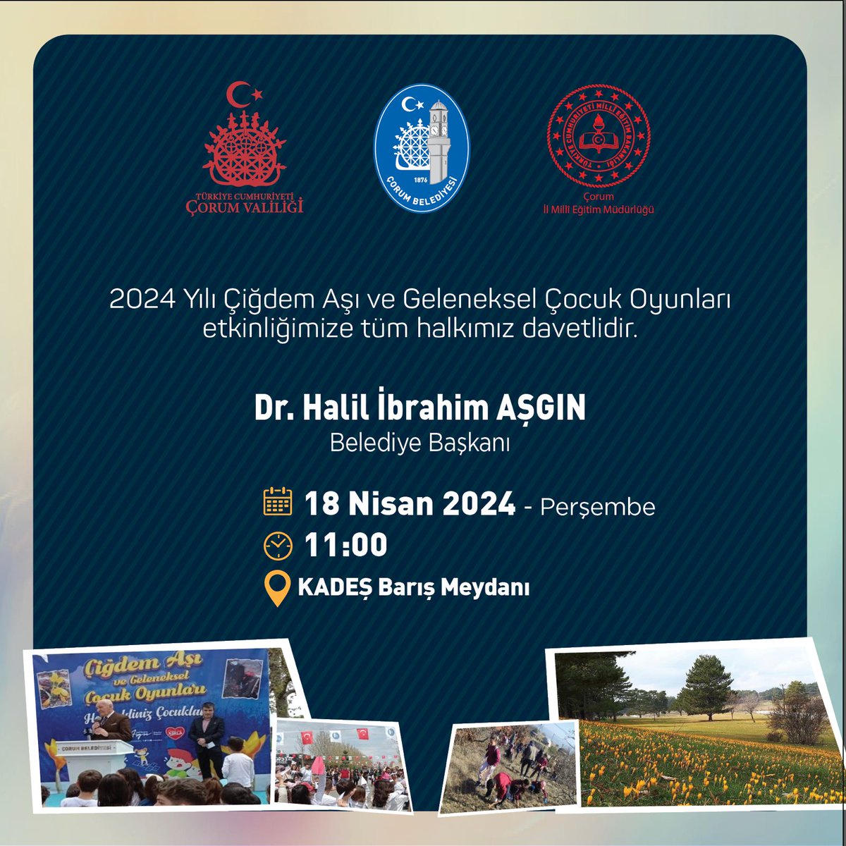 Çiğdem Aşı ve Geleneksel Çocuk Oyunları etkinliğimize tüm halkımız davetlidir. 18 Nisan Perşembe / Saat: 11.00 📍Kadeş Barış Meydanı