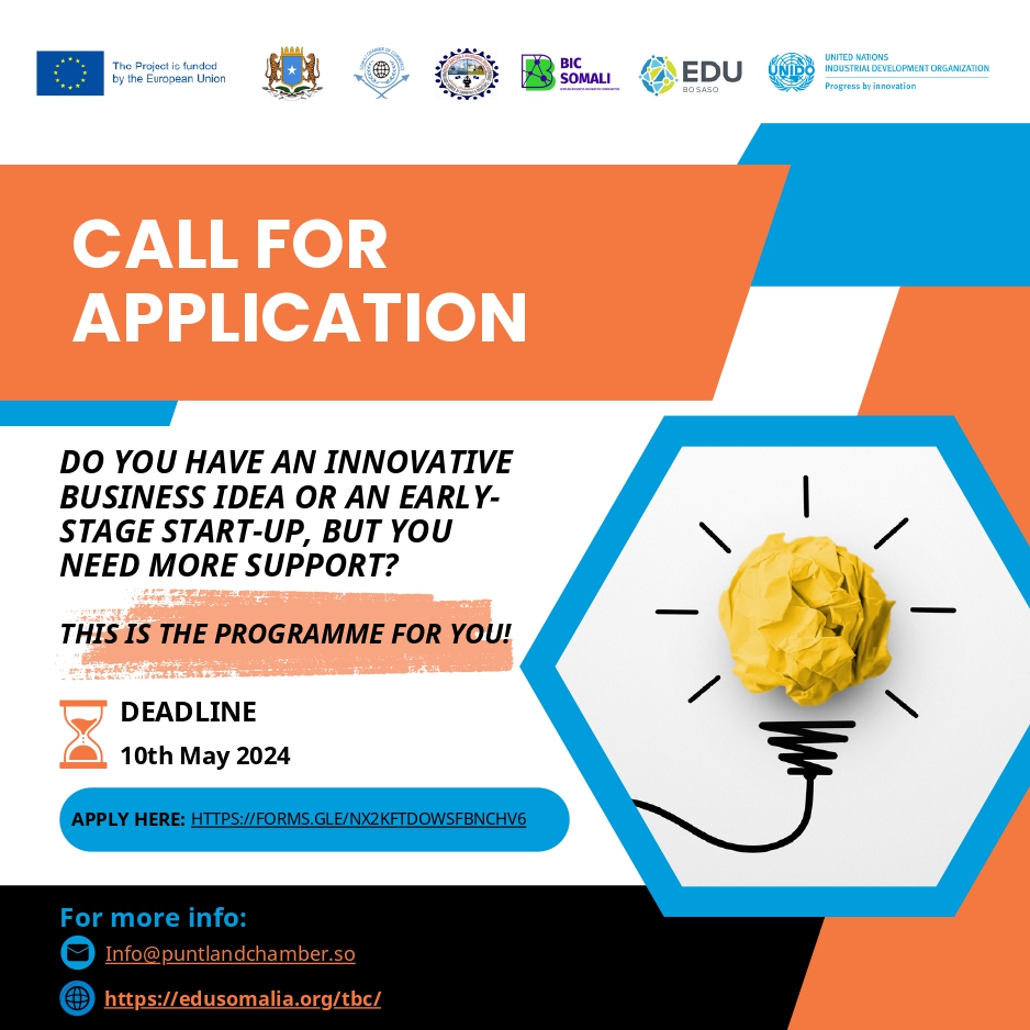 This sounds like a great opportunity for young entrepreneurs in Bosaso, Somalia! The focus on agro-processing, renewable energy, and creative industries aligns with both making a positive impact and fostering economic growth.
Apply here: forms.gle/Nx2kfTDowsfBNC…