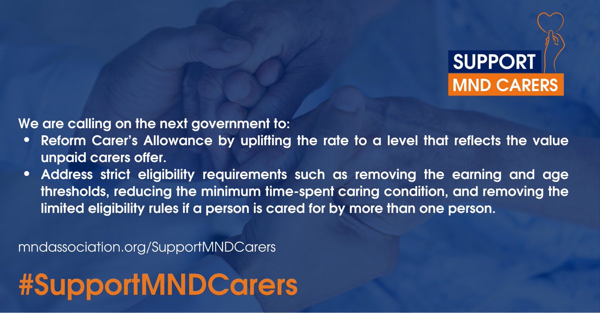 Thousands of unpaid carers are being forced to repay vast sums due to minor breaches of the Carer's Allowance rules.

The #SupportMNDCarers campaign has long been calling for urgent reform of this benefit, particularly removing the limited eligibility rules.